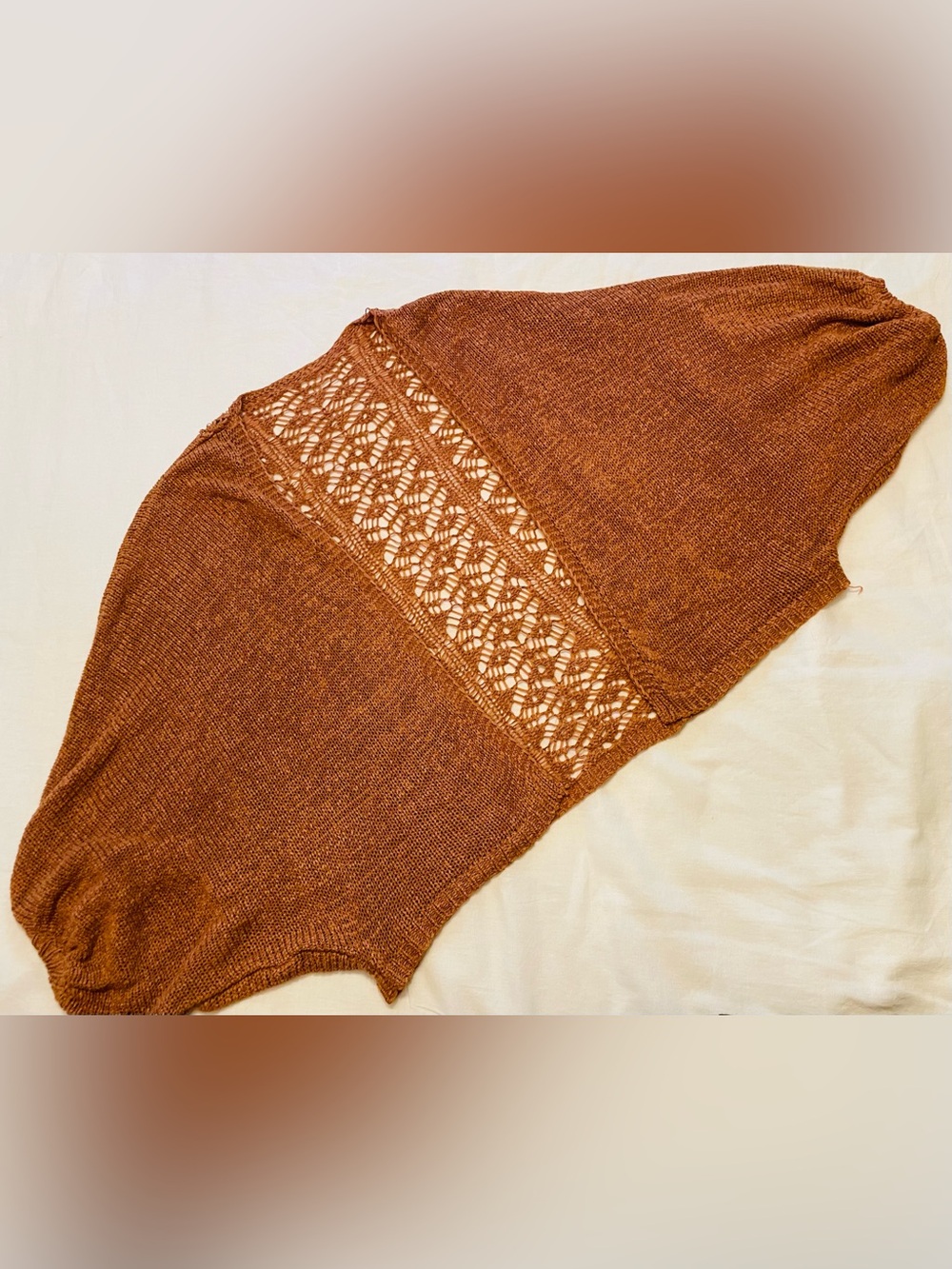 Anthropologie Crochet Light Shrug Sweater in Terra Cotta